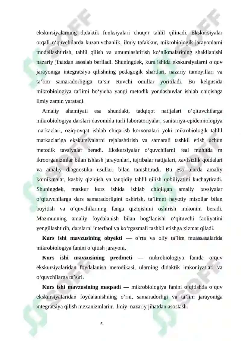 Mikrobiologiya fanini o‘qitishda o‘quv ekskursiyalarining ahamiyati 5