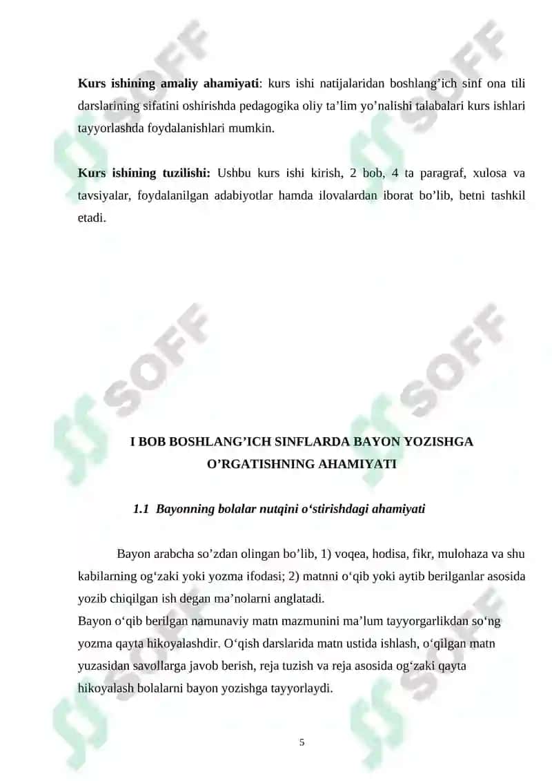 BOSHLANG’ICH SINFLARDA BAYON YOZISHGA 5