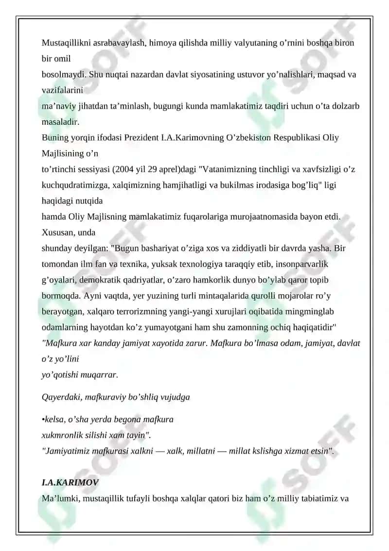 O’ZBEKISTON MUSTAQILLIGINI MUSTAHKAMLASHDA MILLIY G’OYANING ZARURLIGI VA AHAMIYATI 5