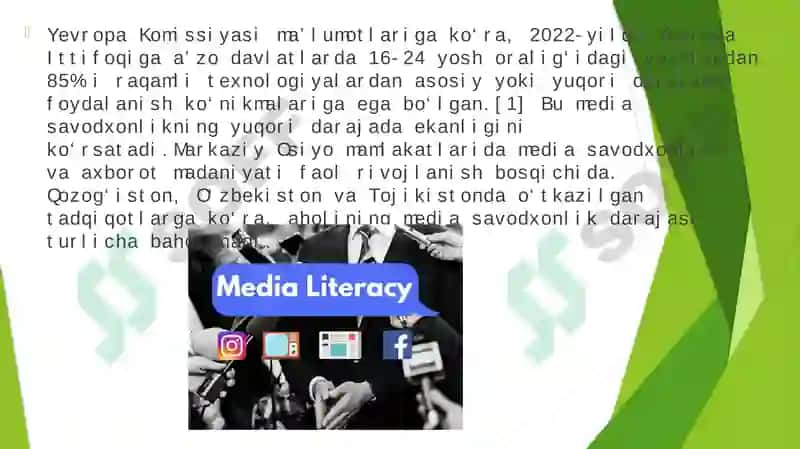 Yangi O‘zbekistonda “Mediasavodxonliklik va axborot madaniyati” fanini o‘rni va ahamiyati 5