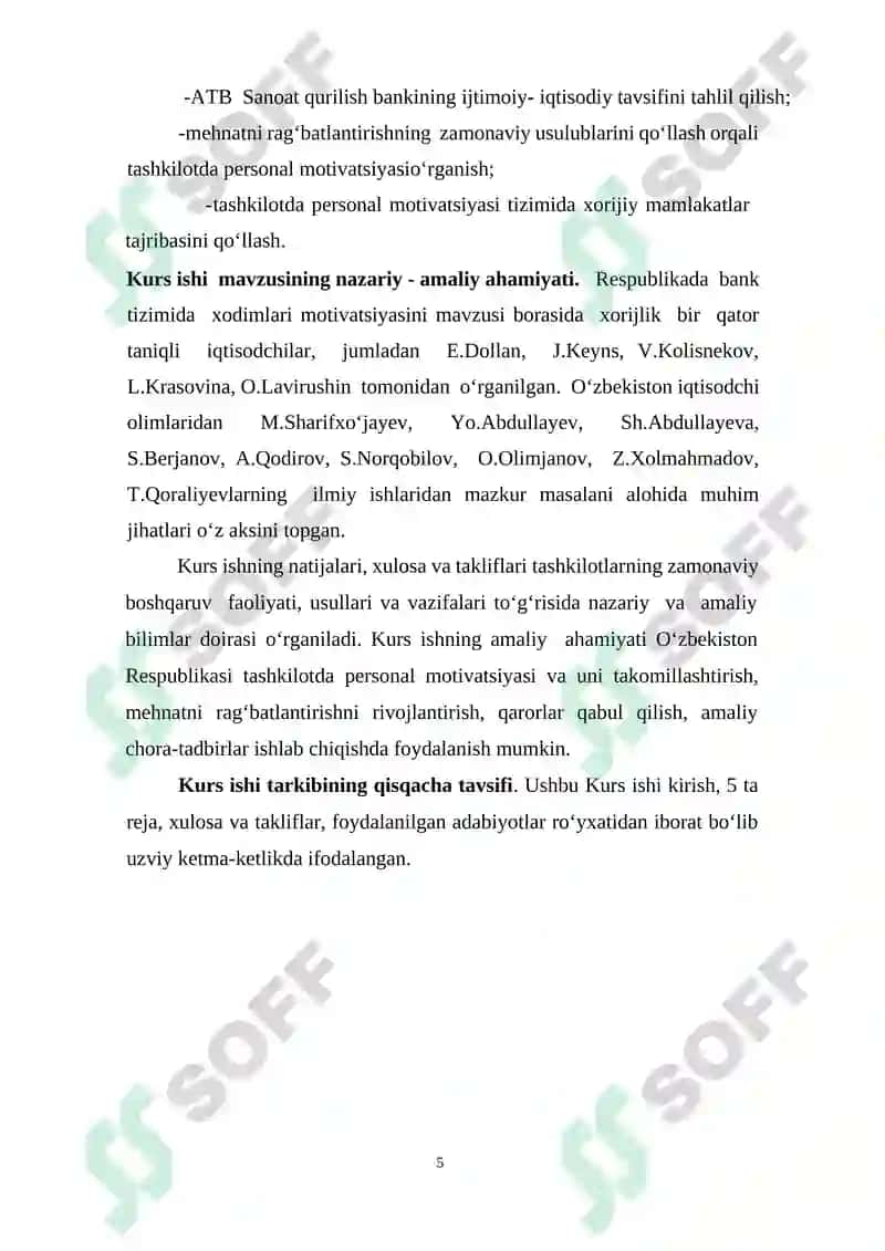 Tashkilotda personal motivatsiyasi, asosiy omillari va boshqarish 5