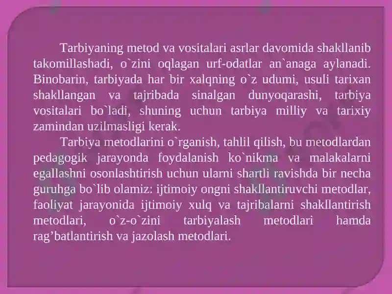 Tarbiya Metodlari va Shakillari 5