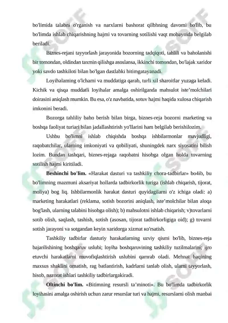 Biznes reja, uning ahamiyati, mohiyati va mazmuni 5