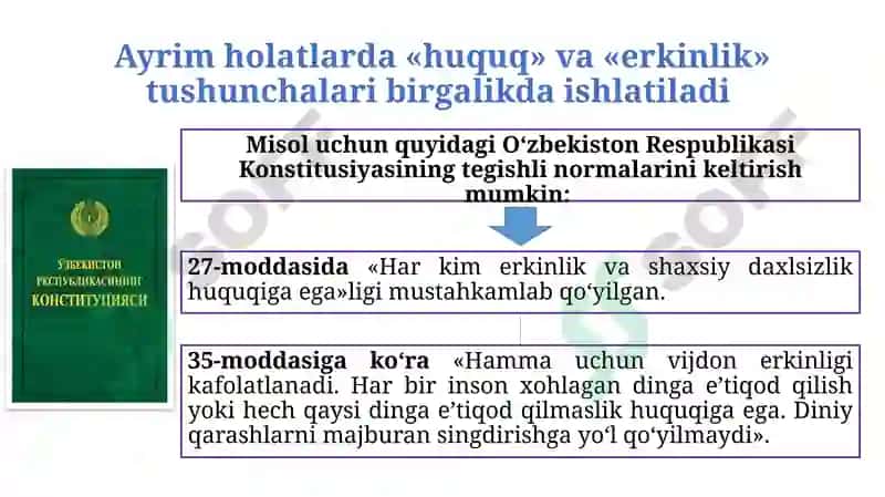 INSON HAMDA FUQARONING HUQUQ VA ERKINLIKLARI KAFOLATLARI.  FUQAROLARNING KONSTITUTSIYAVIY BURCHLARI. 5