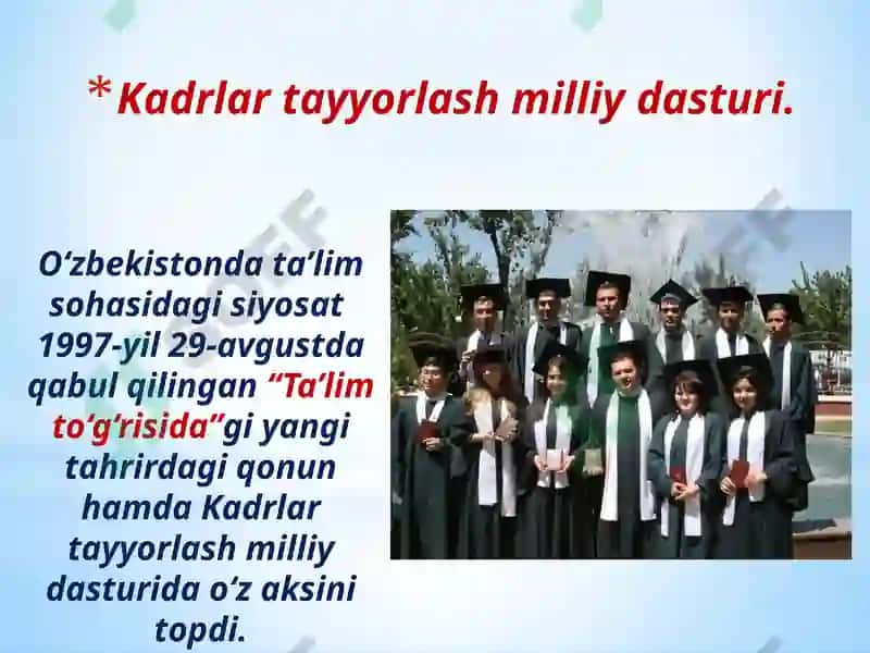 Kadrlar tayyorlash va ta’lim sohasini isloh qilish 5