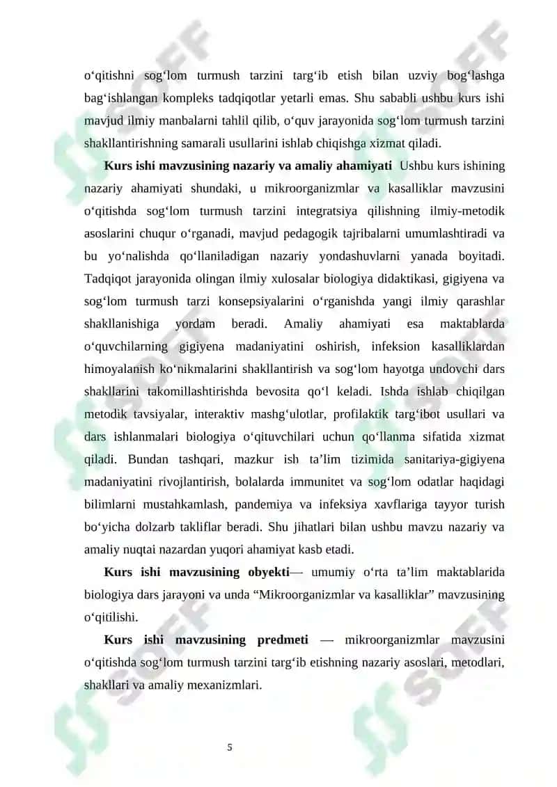 MIKROORGANIZMLAR VA KASALLIKLAR MAVZUSINI O‘QITISHDA SOG‘LOM TURMUSH TARZINI TARG‘IB ETISH 5