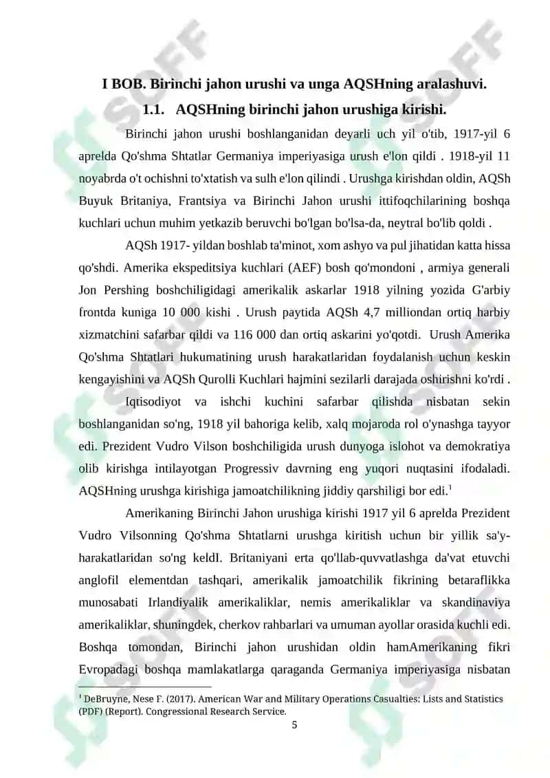 Birinchi Jahon Urushi va AQSHning Aralashuvi 5