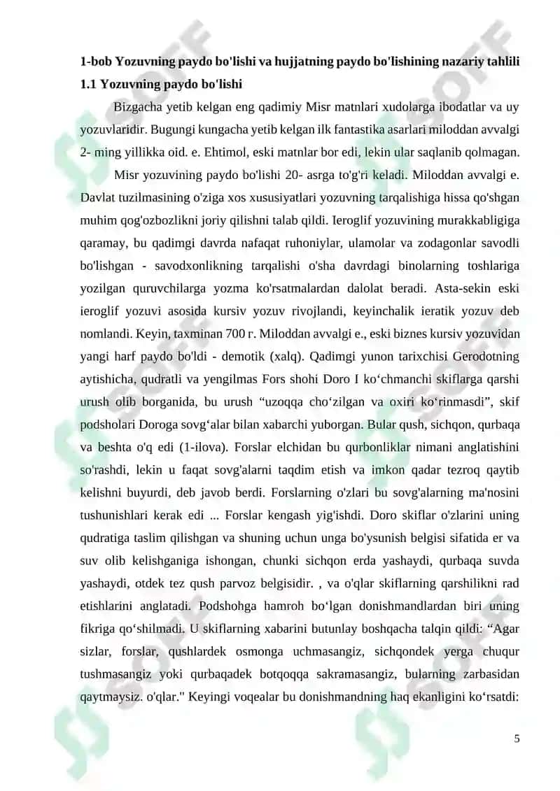 YOZUV TARIXI HAQIDA MA’LUMOT KURS ISHI 5
