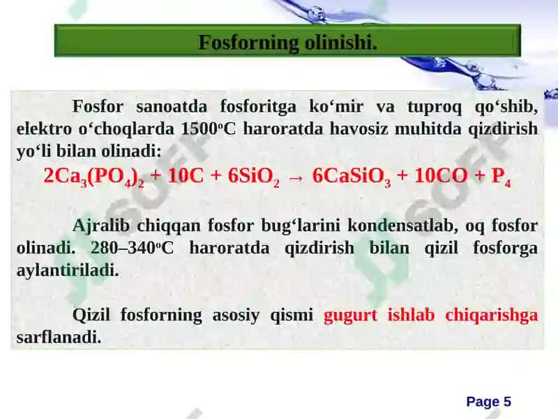 Fosforning tabiatdagi tarqalgan elementlari 5
