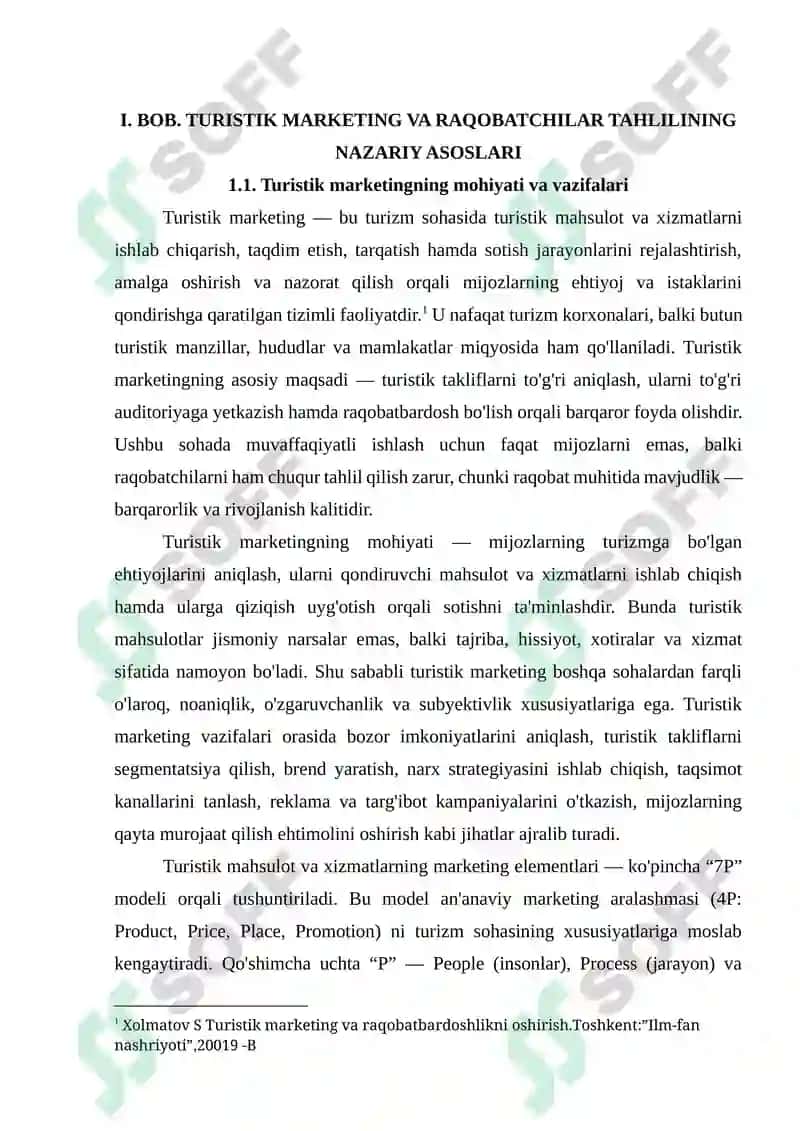TURISTIK MARKETINGDA RAQOBATCHILARNI TAHLIL QILISHNING AMALIY AHAMIYATI. 5