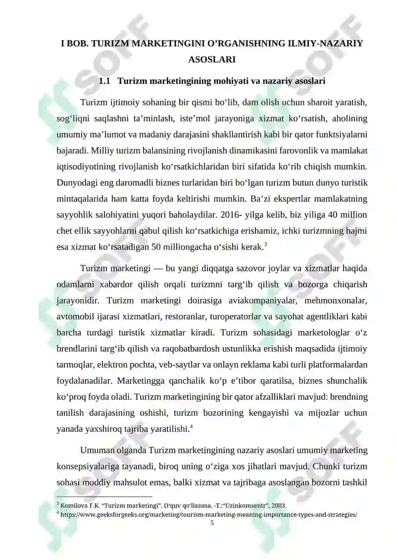Turizm marketingining nazariy asoslari va ularning zamonaviy talqini 5