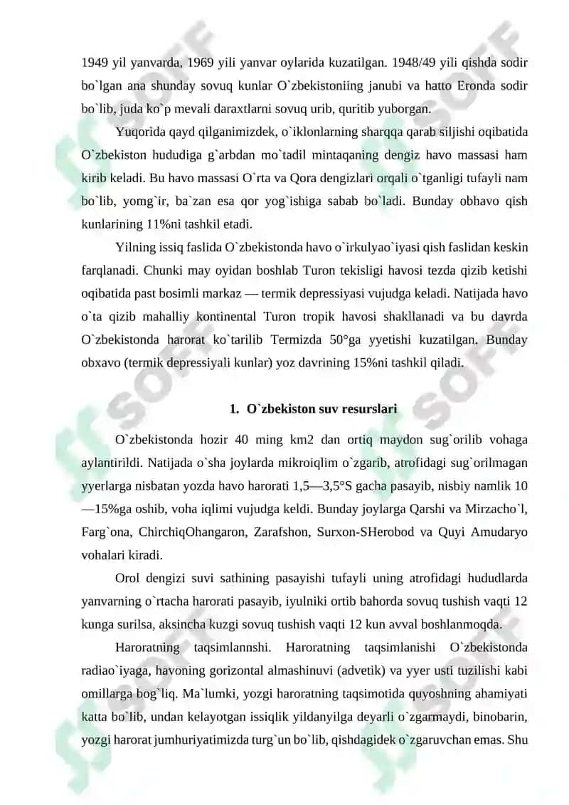 O`ZBEKISTONNING IQLIMIY RESURSLARDAN FOYDALANISHI 5