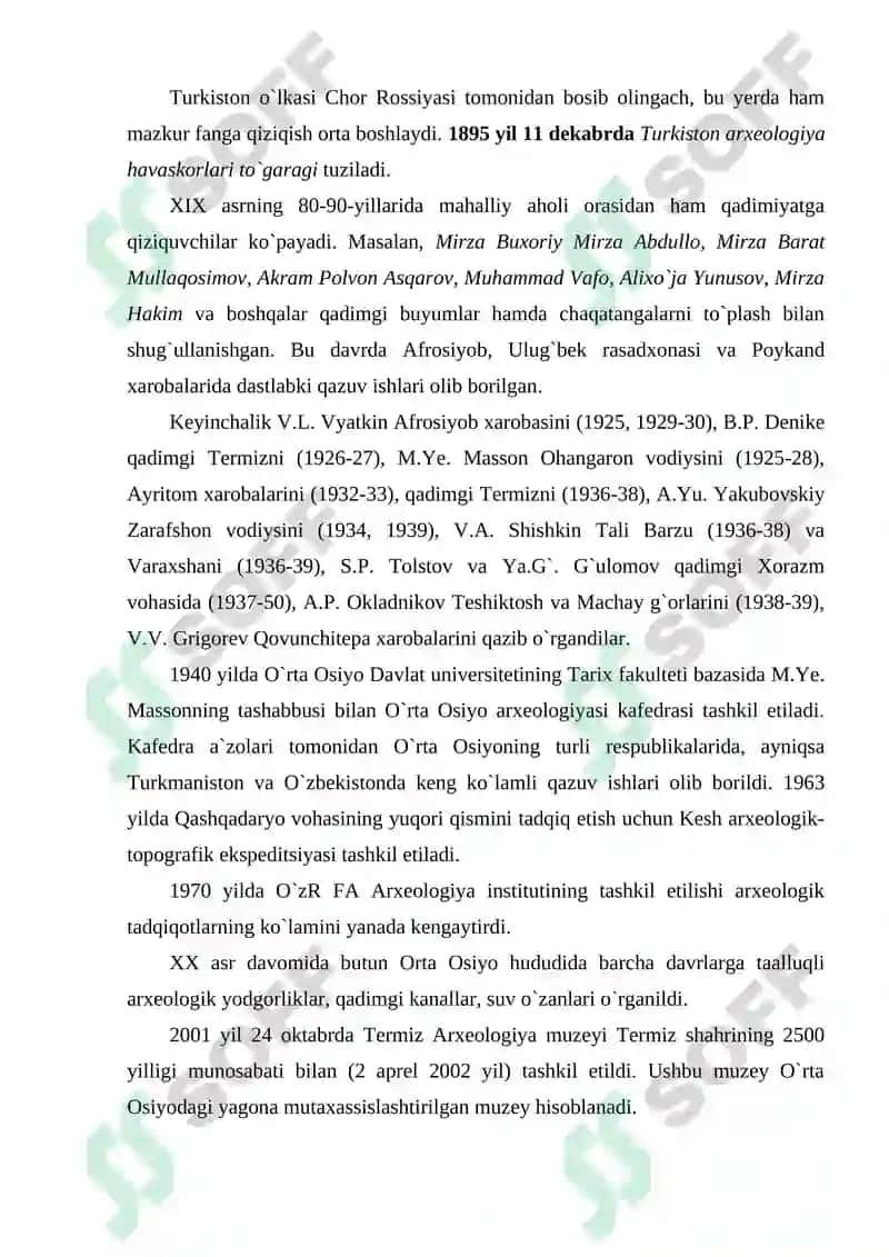 Arxeologiyaga kirish fanning predmeti, maqsadi va vazifasi 5