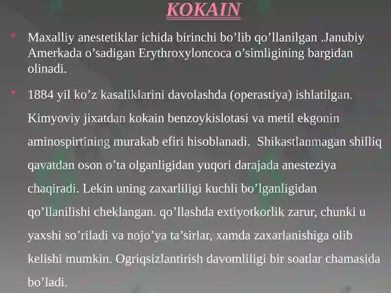 Afferent nerv tizimiga ta'sir etuvchi vositalar 5