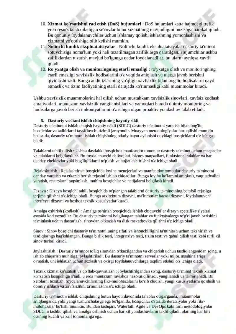 Dasturiy vositalar xavfsizligi 5