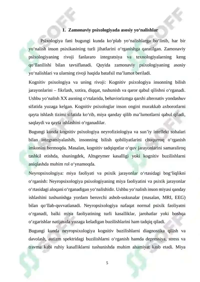 Psixologiya fanining rivojlanishining zamoniviy tendensiyalari 5