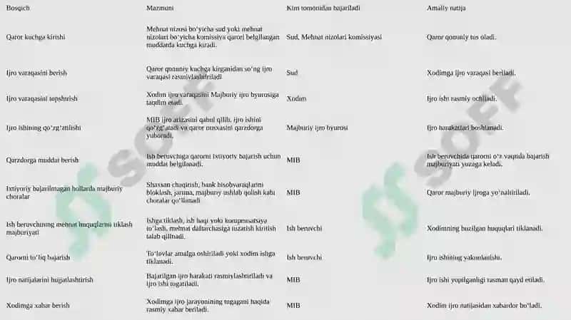 Yakkatartibdagi mehnat nizolari bo‘yicha qarorlarni ijro etish tartibi 5