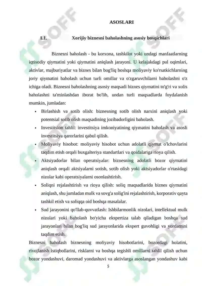 MULK QIYMATINI BAHOLASH YONDOSHUVLARI VA USULLARI TIZIMI 5