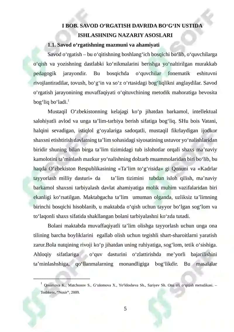 SAVOD O'RGATISH DAVRIDA BO'G'IN USTIDA  ISHLASH 5