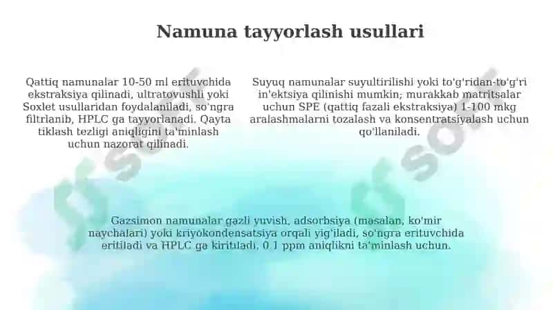 Zaharli moddalarni tahlilida Yuqori samarali suyuqlik xromatografiya 5