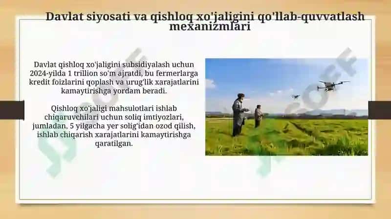 Iqtisodiy tarmoqlarni modernizatsiya Qilish va Qishloq Xo'jaligining Jadal Rivojlanishi 5