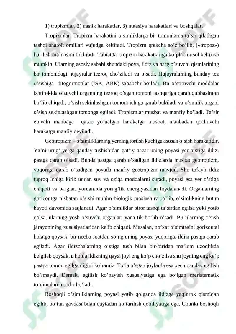 OʻSIMLIKLARNING KOʻPAYISH FIZIOLOGIYASI VA OʻSIMLIKLARDAGI TINIM HOLATI 5