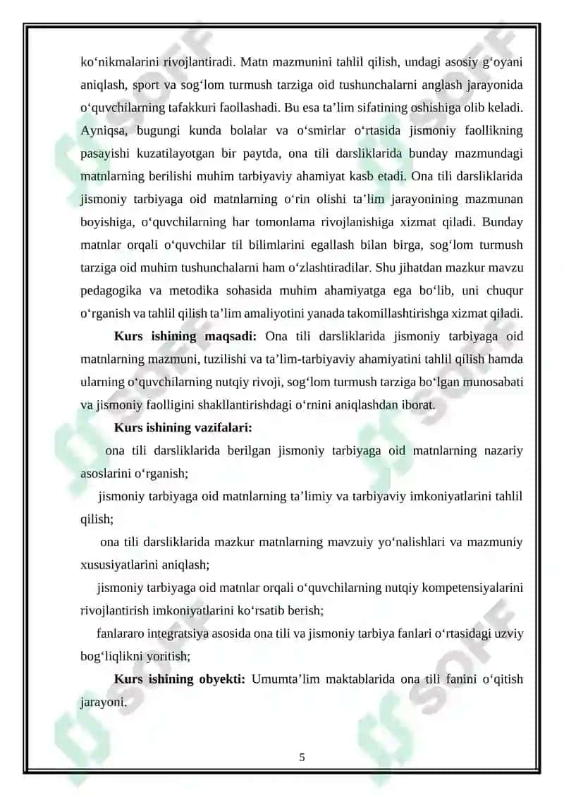 Ona tili darsliklarida jismoniy tarbiyaga oid matnlarning berilishi 5