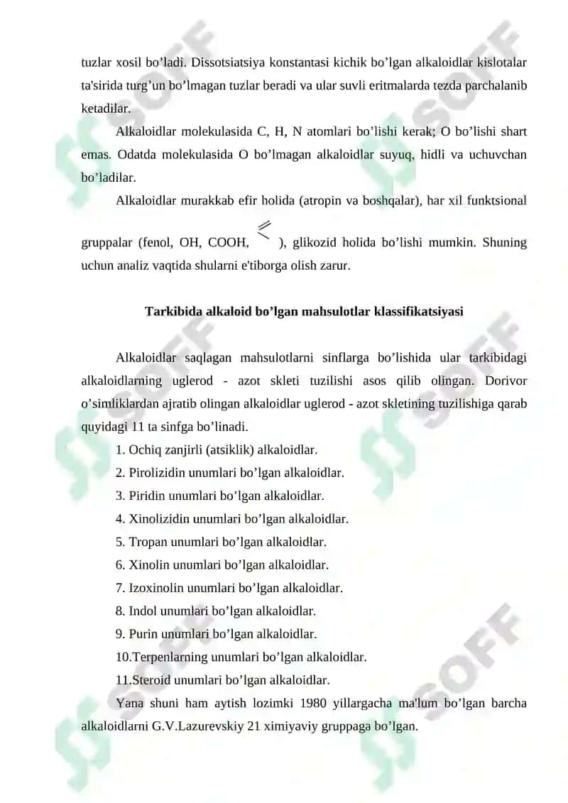 Alkaloidlar bo’lgan dorivor o’simliklar va mahsulotlar 5