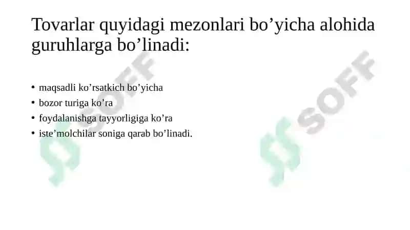 Tovar va Tovar-siyosati 5