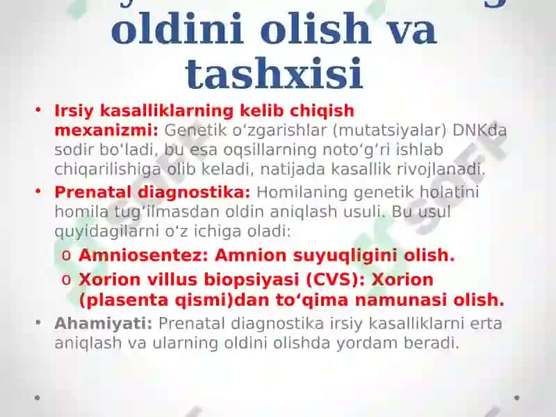 Irsiy kasallikning tasnifi 5