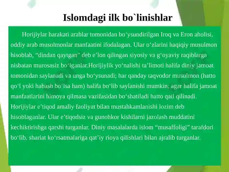 Islom Dinining Aqidaviy Yo`nalishlari va Maktablari 5