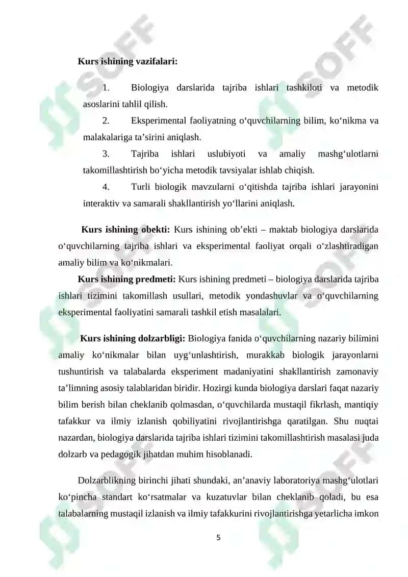 Biologiya darslarida tajriba ishlari tizimini takomillashtrish 5