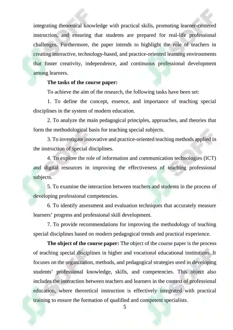 Features of the methodology of teaching special disciplines 5