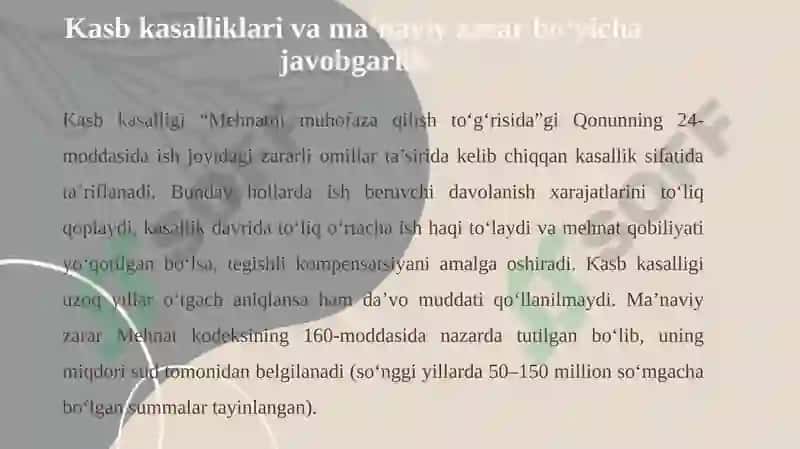 Xodimning Sog‘lig‘iga Ziyon Yetkazilganligi Munosabati 5