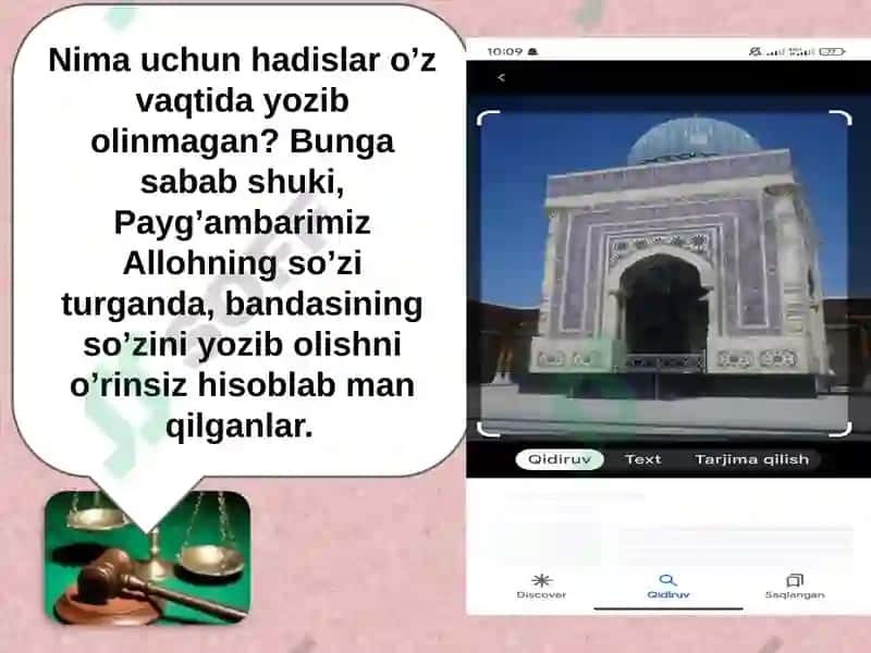 Hadisilmining paydo boʻlishi muhaddislarning imom ismoil al-buxoriy Imom ismoil At-Termiziy va boshqalar hadis ilmi rivojiga qoʻshilgan xissasi 5