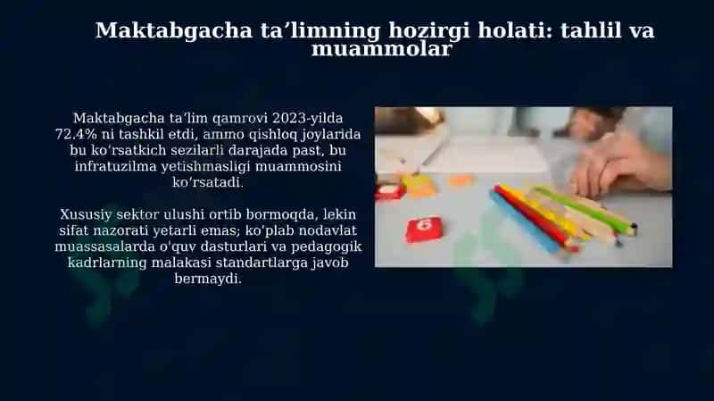 Maktabgacha taʼlim tizimini rivojlantirishning ustuvor yoʻnalishlari 5