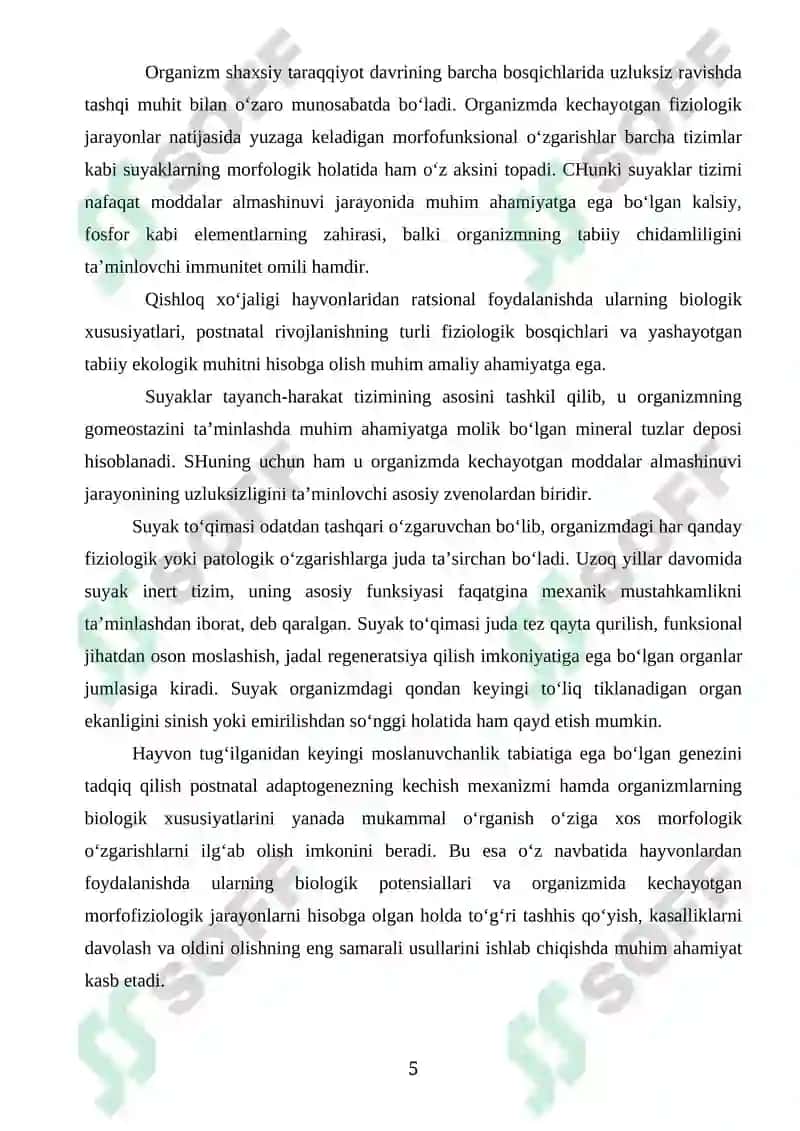 Turli yoshdagi qo‘ylar elka suyagining makro-mikroanatomik tuzilish BMI 5