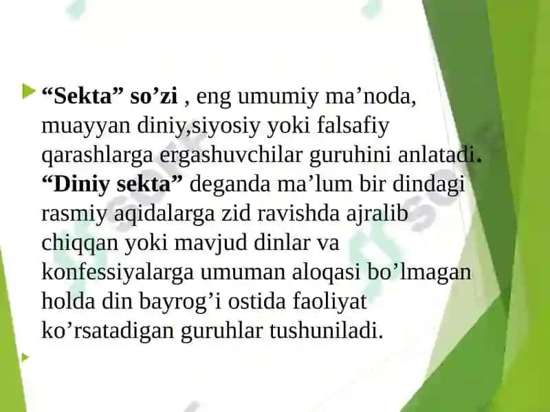 ZAMONAVIY DINIY HARAKATLAR VA SEKTALAR 5