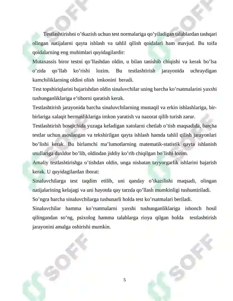 Testlarni moslashtirish 5