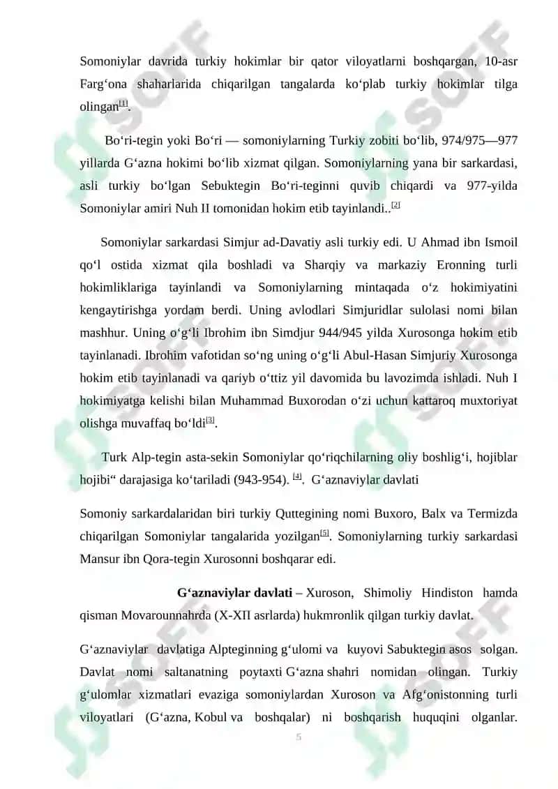 Tohiriylar, Somoniylar, G`aznaviylar, Qorahoniylar  Saljuqiylar, Qoraxitoylar 5
