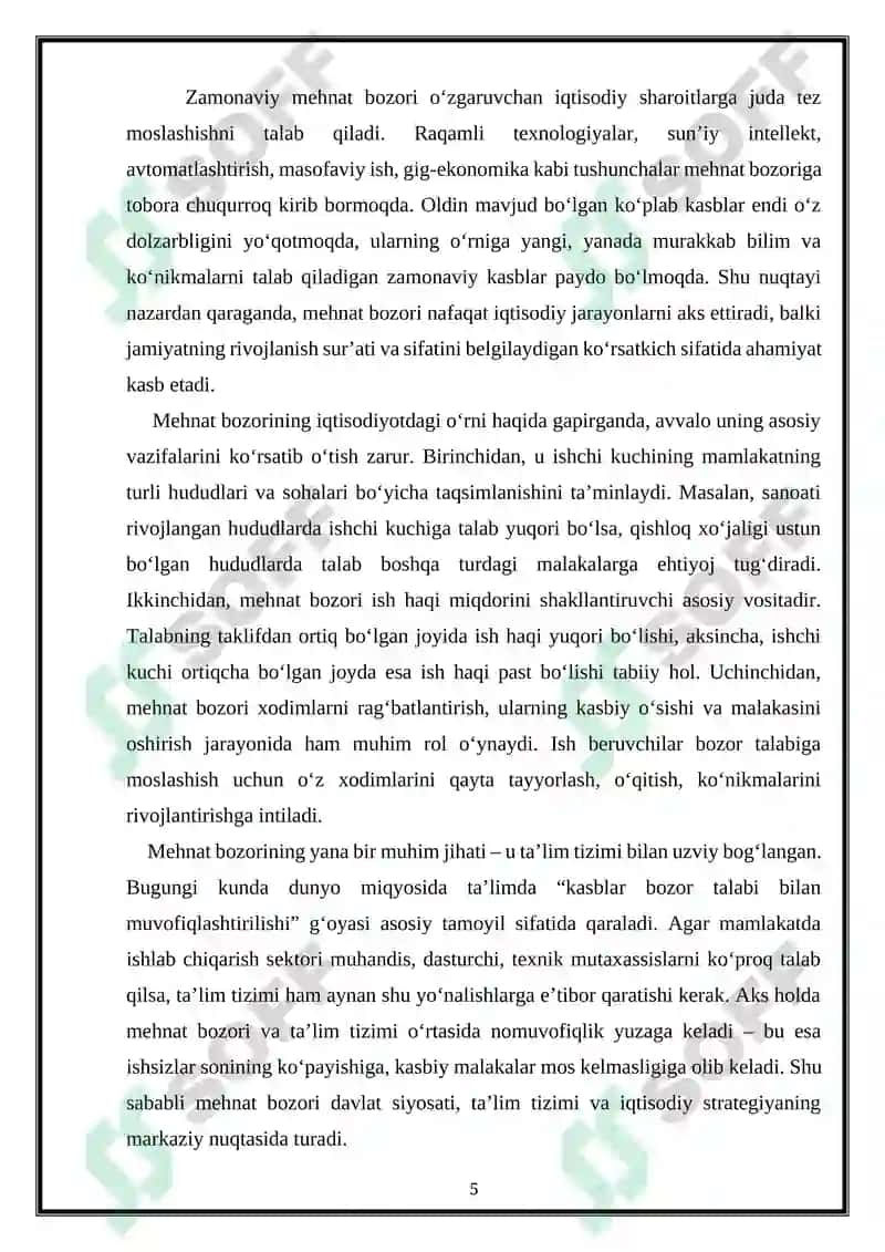 Mehnat bozorini rivojlantirishda marketing tatqiqotlaridan foydalanish 5