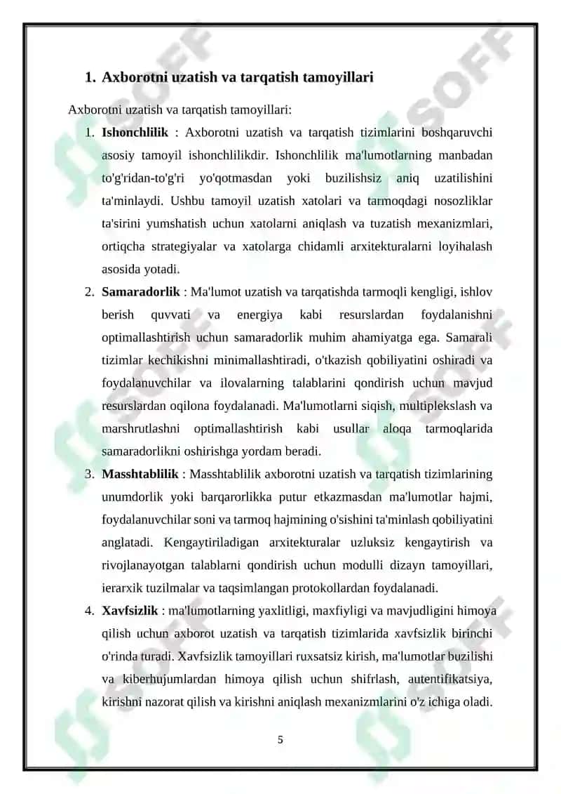 AXBOROT UZATISH VA TAQSIMLASH TIZIMLARI ARXITEKTURASI 5