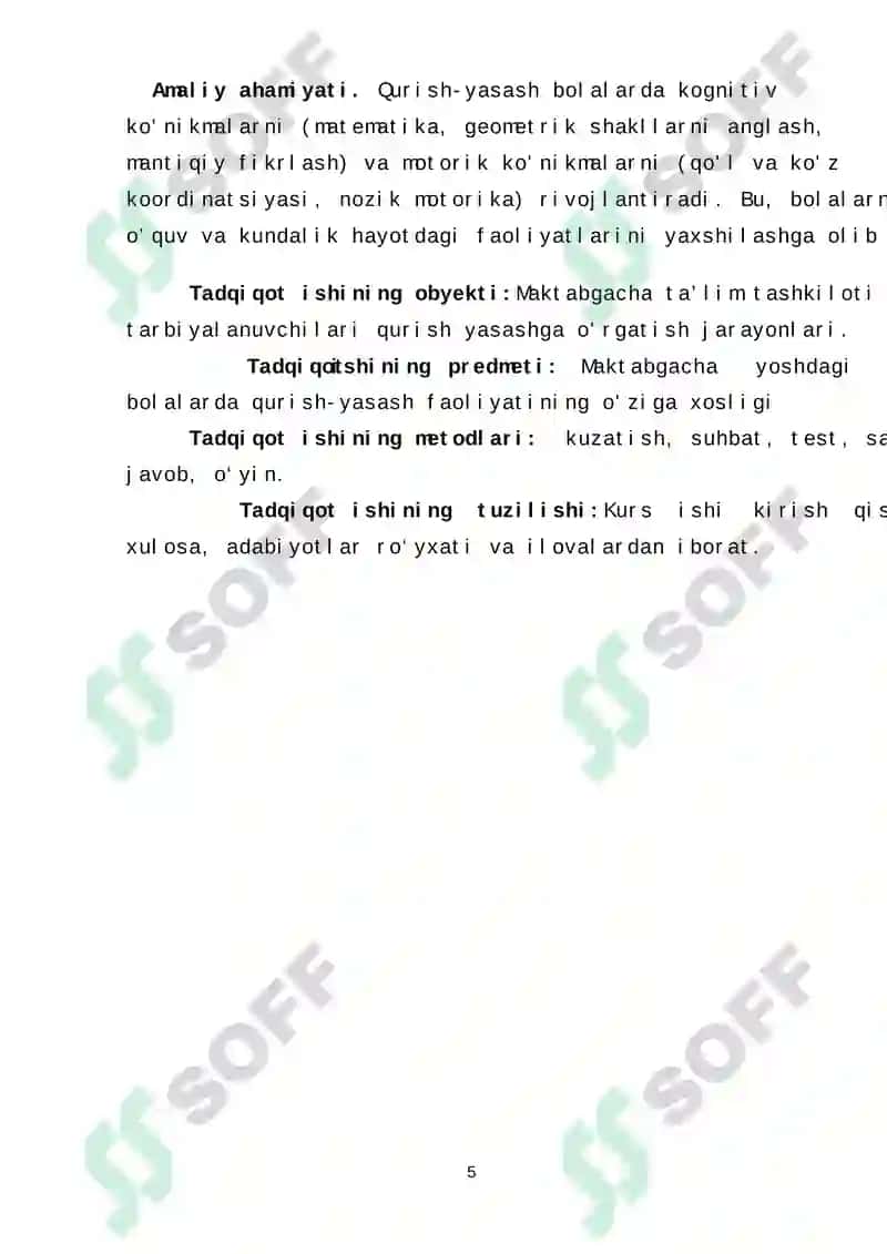 MAKTABGACHATA’LIM TASHKILOTINING YOSH GURUHLARIDA QURISH-YASASHGA ÒRGATISH METODLARI 5