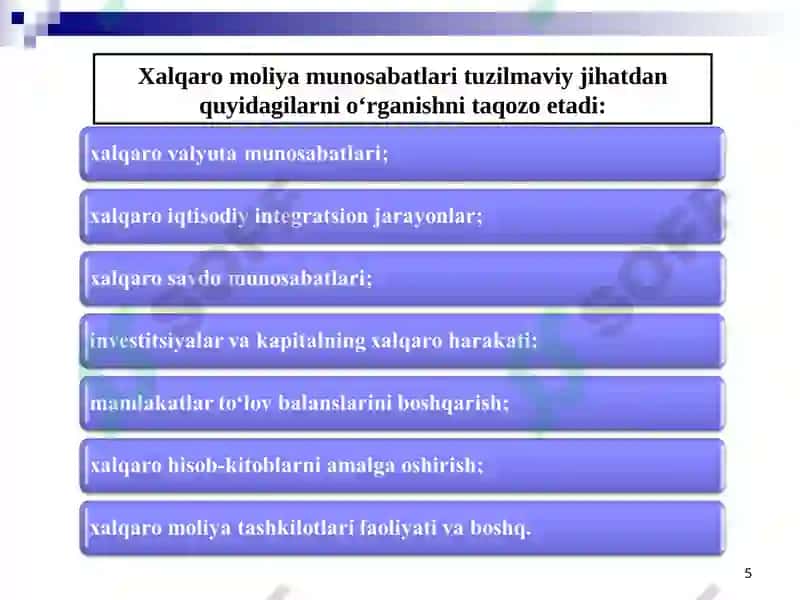 Jahon iqtisodiyoti rivojlanishida xalqaro moliya munosabatlarining roli 5