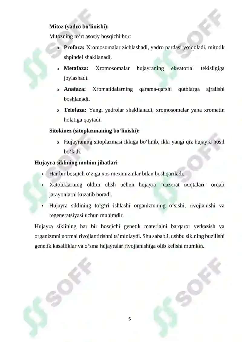 Hujayra sikli va uning davriyligi 5