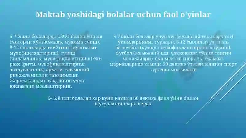 Yoshga mos jismoniy mashqlar (YMJ) o‘zgartirishlarni talab qiladi 5