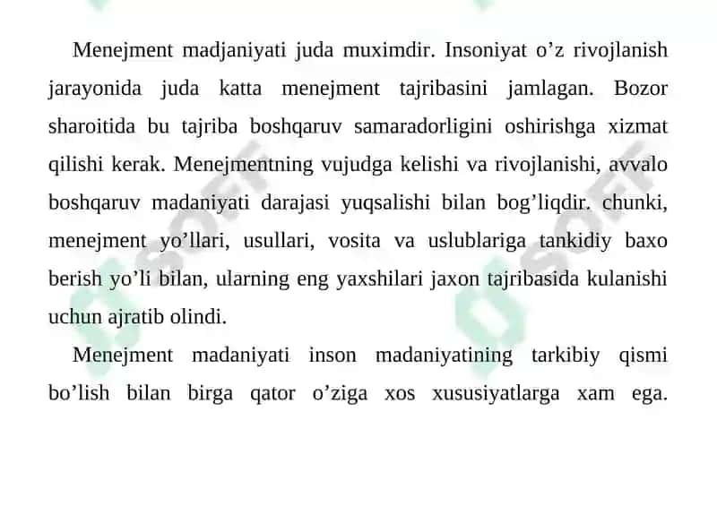 Menejment madaniyat tushunchasi va uning darajasi 5