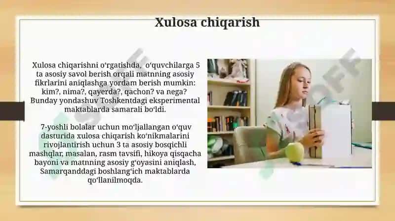 O'qish darslarida matnlar ustida ishlash 5