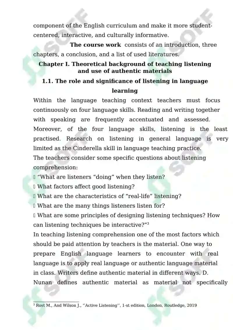 Theoretical background of teaching listening and use of authentic materials 5