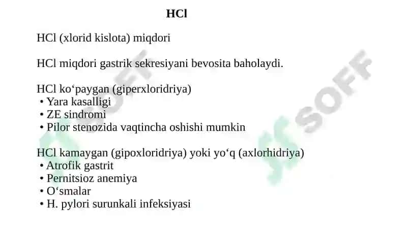 Oshqozon suyuqligi tashhisining klinik ahamiyati. Giperatsid holatlarda va oshqozon-ichak yara kasal 5